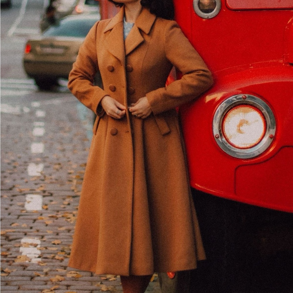 Stylish Vintage Tan Trench Pea Coat